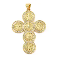 Cross Brass Micro Pave Cubic Zirconia Pendants
