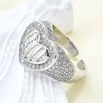 Brass Micro Pave Clear Cubic Zirconia Cuff Rings for Women
