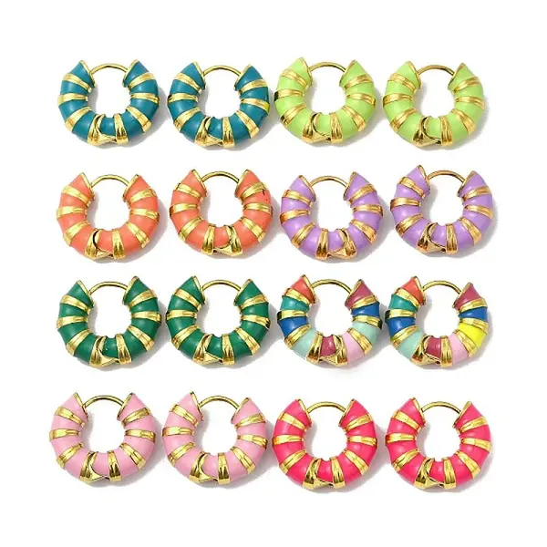 Ion Plating(IP) Enamel Round Hoop Earrings