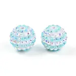 Stripe Pattern Resin AB Rhinestone Round Beads