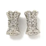 Rack Plating Brass Micro Pave Clear Cubic Zirconia Beads