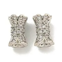 Rack Plating Brass Micro Pave Clear Cubic Zirconia Beads