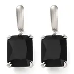 Brass Pave Cubic Zirconia Rectangle Hoop Earrings for Women