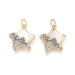 Brass Micro Pave Cubic Zirconia and Shell Pendants