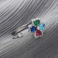 Brass Micro Pave Cubic Zirconia Rotating Cuff Rings for Women