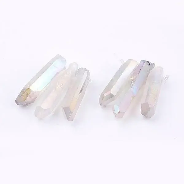 Electroplated Natural Quartz Crystal Graduated Beads Strands