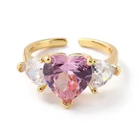 Sparkling Heart Cubic Zirconia Cuff Ring for Valentine's Day