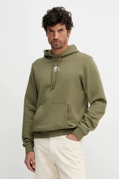 Bavlněná mikina Lacoste tmavomodrá barva, s kapucí, s potiskem, SH2740
