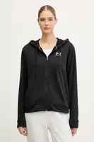 Mikina Under Armour UA Rival dámská, černá barva, s kapucí, s potiskem, 6005509