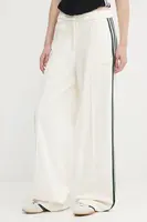 Velurové kalhoty adidas Originals Velvet dámské, béžová barva, high waist, KF2303