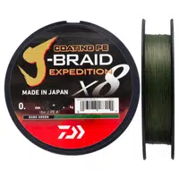 Daiwa splétaná šnůra j-braid expedition x8e dark green 150 m - 0,10 mm 6,9 kg