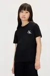Dětské bavlněné tričko Calvin Klein Jeans černá barva, IU0IU00719