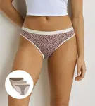 DIM LES POCKETS COTTON SLIP 3x - Dámske bavlnené nohavičky 3 ks - svetlo hnedá - smotanová