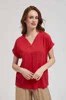 Women's blouse with V-neck MOODO - red