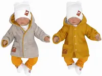 Z & Z Pletený, obojstranný svetrík s kapucňou, horčicovo-bežový, veľ. 68