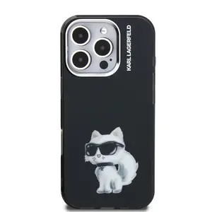 Zadní kryt Karl Lagerfeld IML Aquarelle Choupette Apple iPhone 16 Pro Max, černá