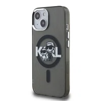 Zadní kryt Karl Lagerfeld IML Glitter Karl and Choupette Sketch MagSafe pro Apple iPhone 15, černá