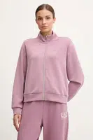 Mikina EA7 Emporio Armani dámská, hnědá barva, hladká, AF12643.7W000191