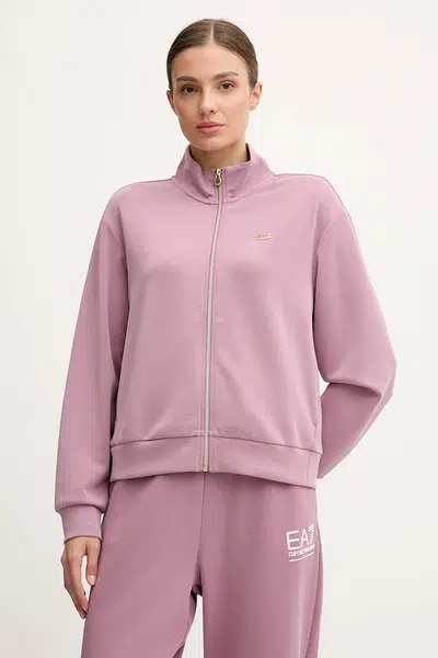 Mikina EA7 Emporio Armani dámská, hnědá barva, hladká, AF12643.7W000191