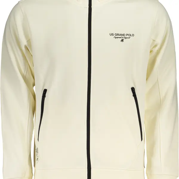 US GRAND POLO MEN'S WHITE ZIP SWEATSHIRT