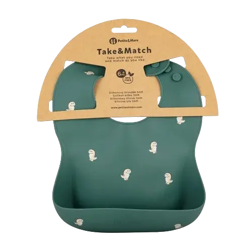 PETITE&MARS Bryndák silikonový Take&Match Green Dinos 6m+