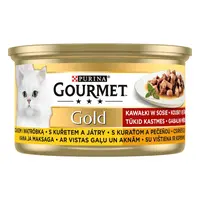 Gourmet Gold Sousta v marinádě 85 g kuřecí maso, srdce a játra