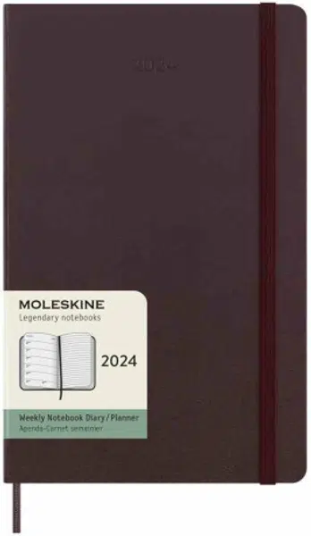 Moleskine Plánovací zápisník 2024 burgundy vínový L, tvrdý