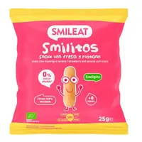 Smileat BIO kukuřičné křupky banán a jahoda s vitaminem B1 8M+ 25 g