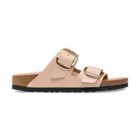Kožené pantofle Birkenstock Arizona Big Buckle dámské, béžová barva, 1026553