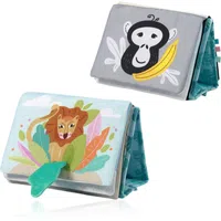BabyOno Reversible Sensory Cloth Book 0m+ kontrastní edukativní knížka se zrcátkem Safari 1 ks