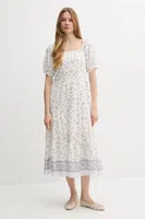 Bavlněné šaty Pepe Jeans bílá barva, midi, PL953759