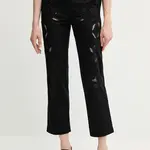 Kalhoty Sisley dámské, černá barva, střih chinos, high waist, 48R0LF075