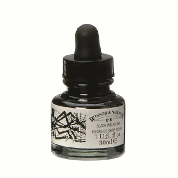 Indická tuš Winsor Newton s kapátkem 30ml