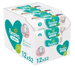 PAMPERS Wipes Sensitive Vlhčené utierky BOX, 12 x 52 ks