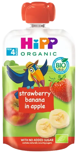 HIPP BIO 100% ovocie Jablko-Banán-Jahoda 100 g