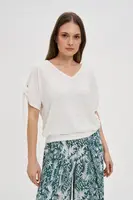 Marisse White Blouse With A V-Neck