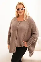 Kesi Włoski Dámsky sveter Plus Size z akrylom s voľným strihom a rukávom 3/4 fango