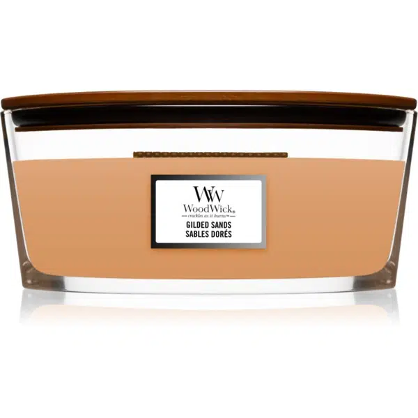 Woodwick Gilded Sands vonná sviečka s dreveným knotom (hearthwick) 453 g