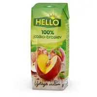 HELLO 100% Jablková šťava broskyňa 250 ml x 18 kusov