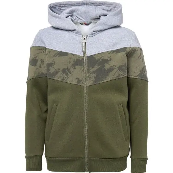 Lewro BRUS Chlapčenská celorozopínacia mikina, khaki, veľkosť 140-146