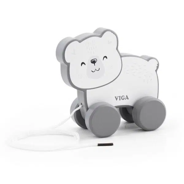 VIGA MEDVEĎ Ťahacia hračka na šnúrke, sivá, veľkosť
