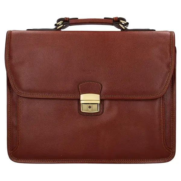 Celokožená pánska aktovka Hexagona Tiego - koňak