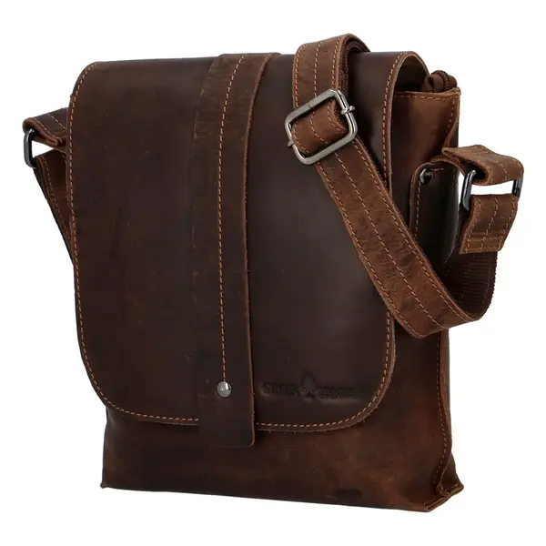 Krásná prostorná kožená crossbody s klopou Greenwood Denny