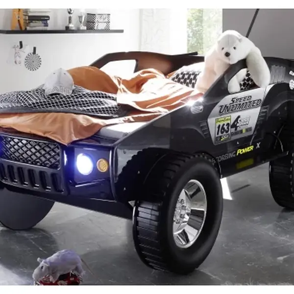 Dětská postel Jeep 90x200 cm, černé závodní auto