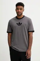 Bavlněné tričko adidas Originals Oversize Tee pánské, šedá barva, s potiskem, JX1511