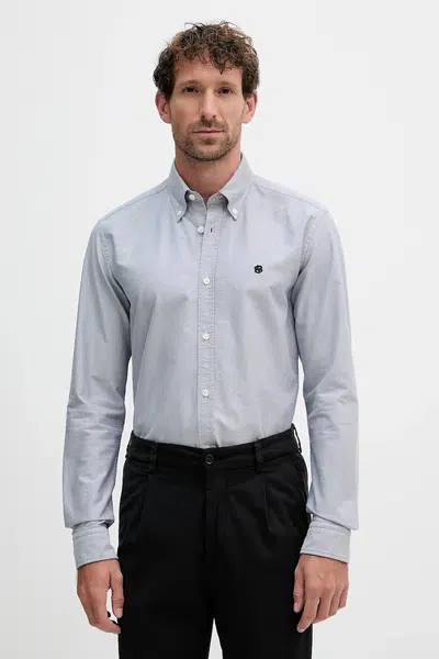 Bavlněná košile BOSS pánská, tmavomodrá barva, slim, 50544951