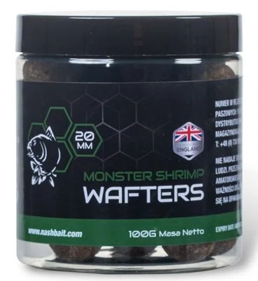Nash vyvážené boilie wafters monster shrimp - 100 g 20 mm