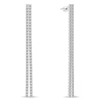 Brilio Silver Dlouhé stříbrné náušnice se zirkony EA948W