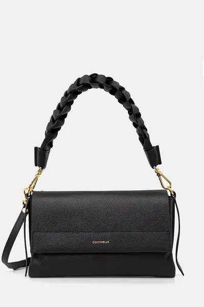 Kožená kabelka Coccinelle BOHEME GRANA DOUBLE černá barva, E1.M50.12.01.01