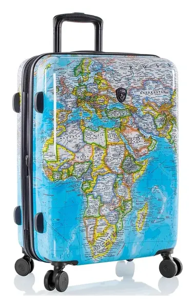 Střední cestovní kufr na kolečkách Heys Journey 3G M Blue Map